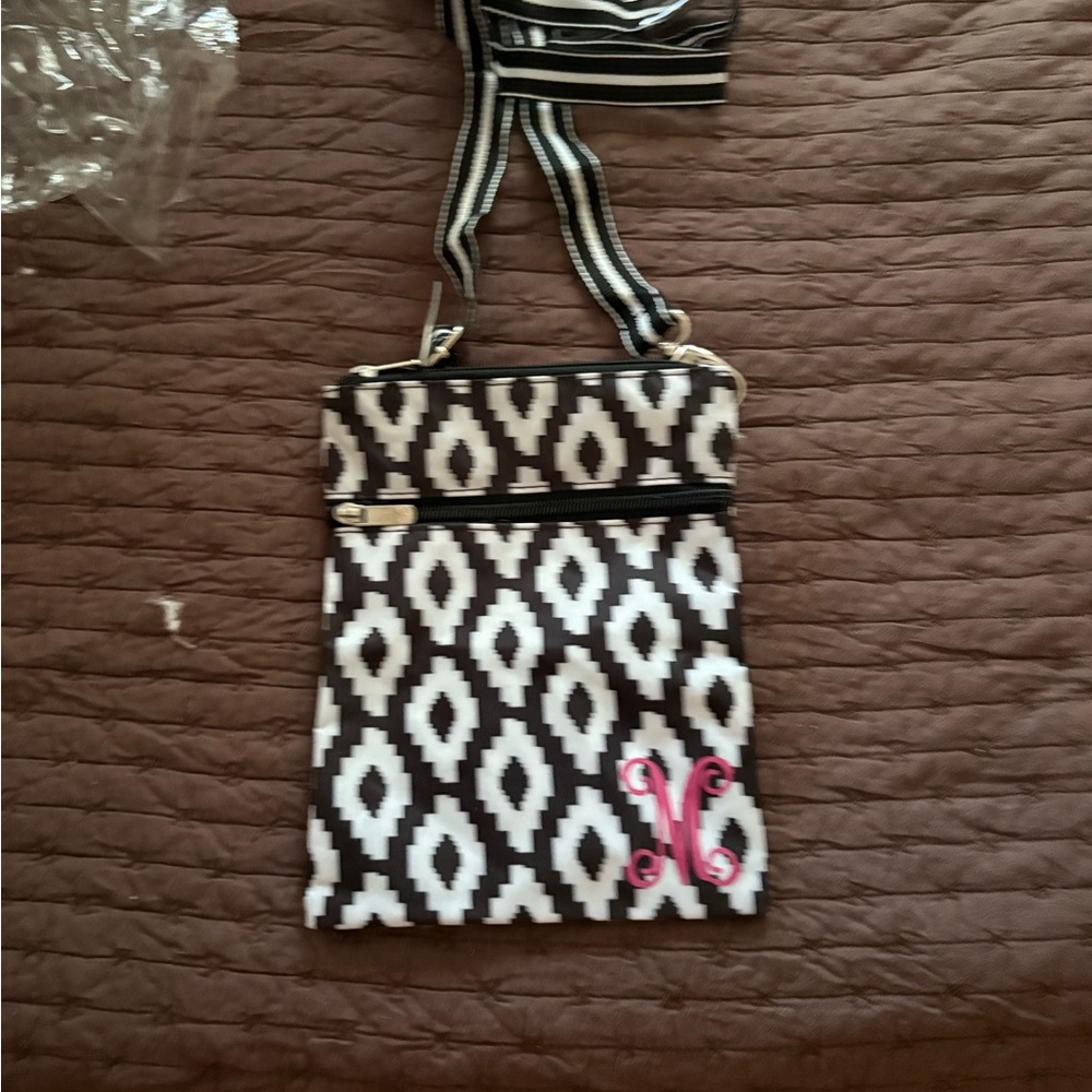 Black and White Geometric Crossbody Bag